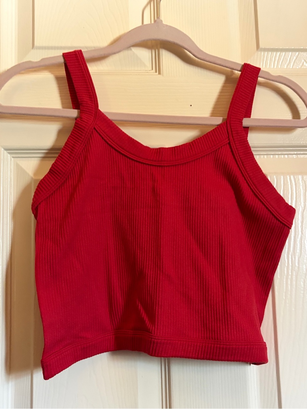 Women's Red Ribbed Crop Tank - Sleek Summer Staple